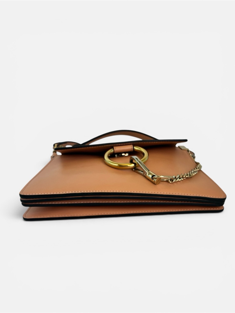 Chloé Faye Medium Shoulder Crossbody Bag Blush Pink Suede Leather Gold Ring - Picture 5 of 12